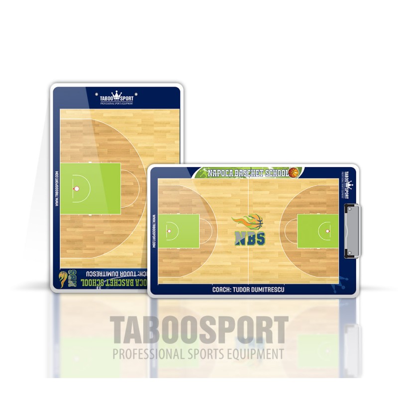Personalized basketball coaching board, write/erase, size: 245x380mm