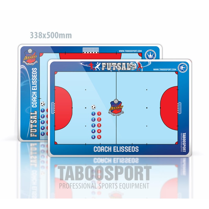Personalized futsal coaching board, magnets on both sides, size: 338x500mm
