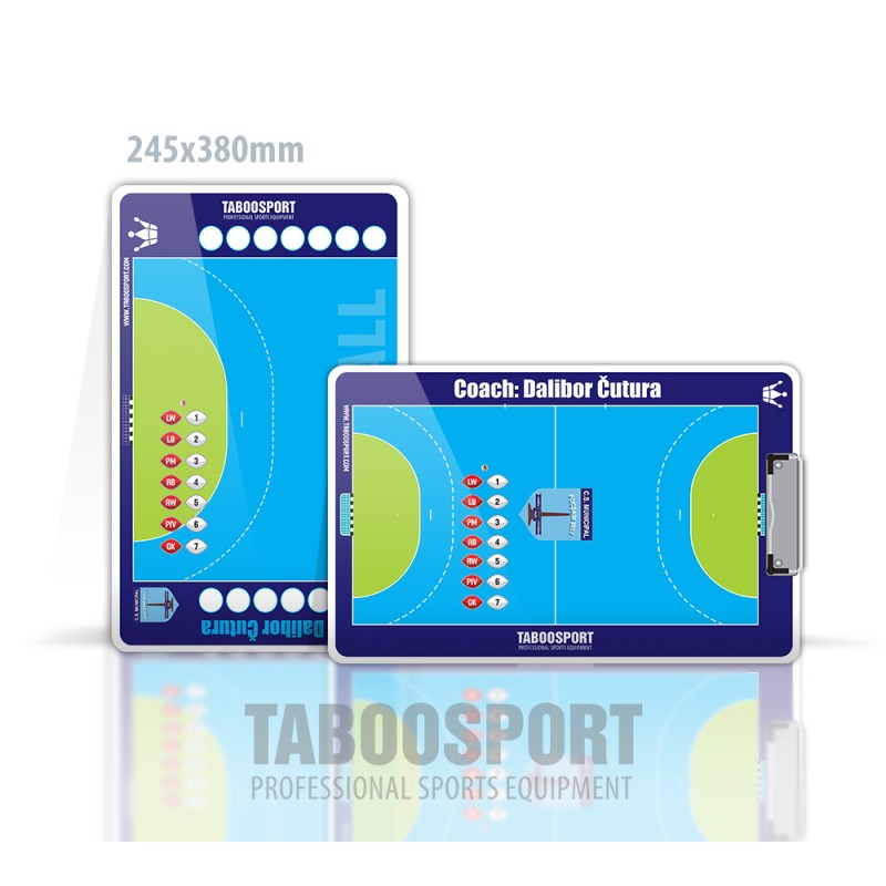 Personalized handball coaching board, magnets on both sides, size: 245x380mm