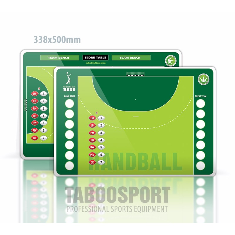 Personalized handball coaching board, magnets on both sides, size: 338x500mm