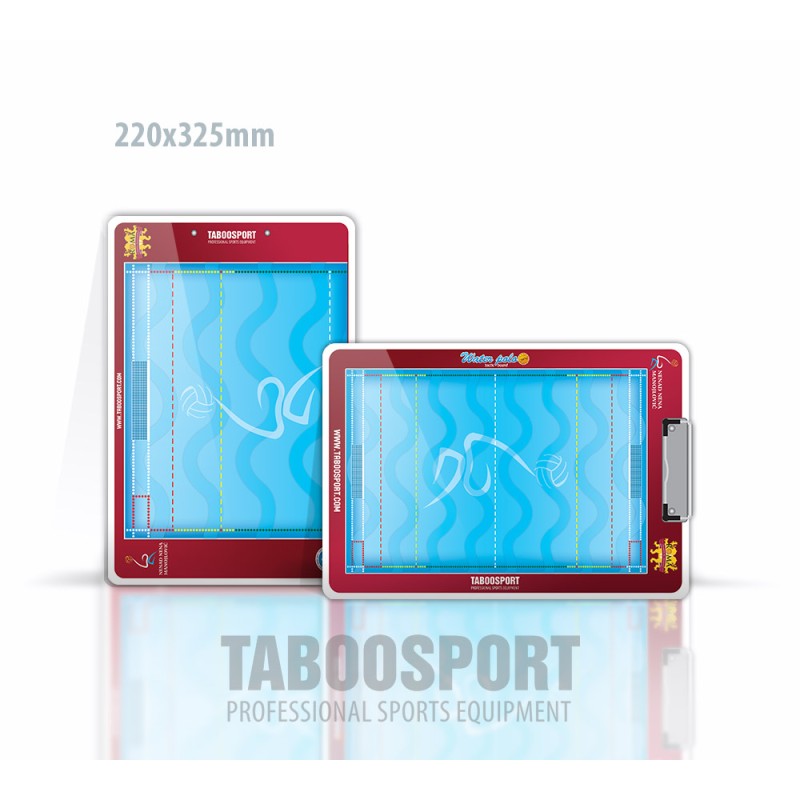 Personalized water polo coaching board, write / erase, size: 220x325mm